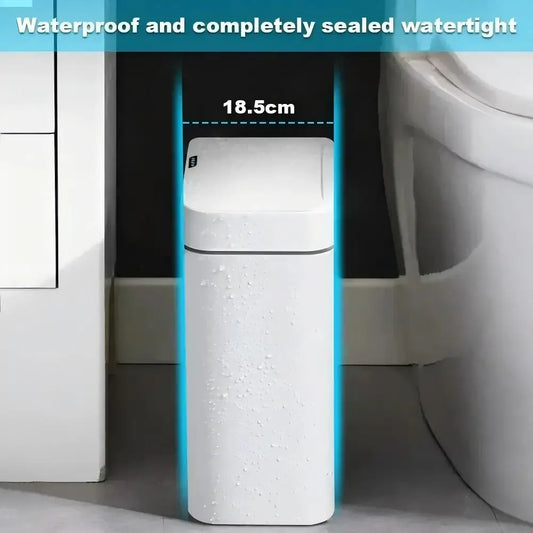 15L Smart Sensor Trash Can — Touchless Auto-Open, IPX5 Waterproof, Auto Bagging | White