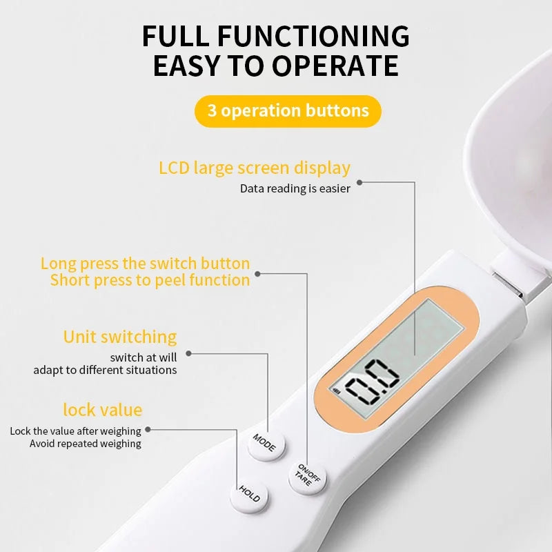 Kitchya Digital Spoon Scale 0.1g–500g – Mini LCD Measuring Spoon for Coffee, Flour & Baking