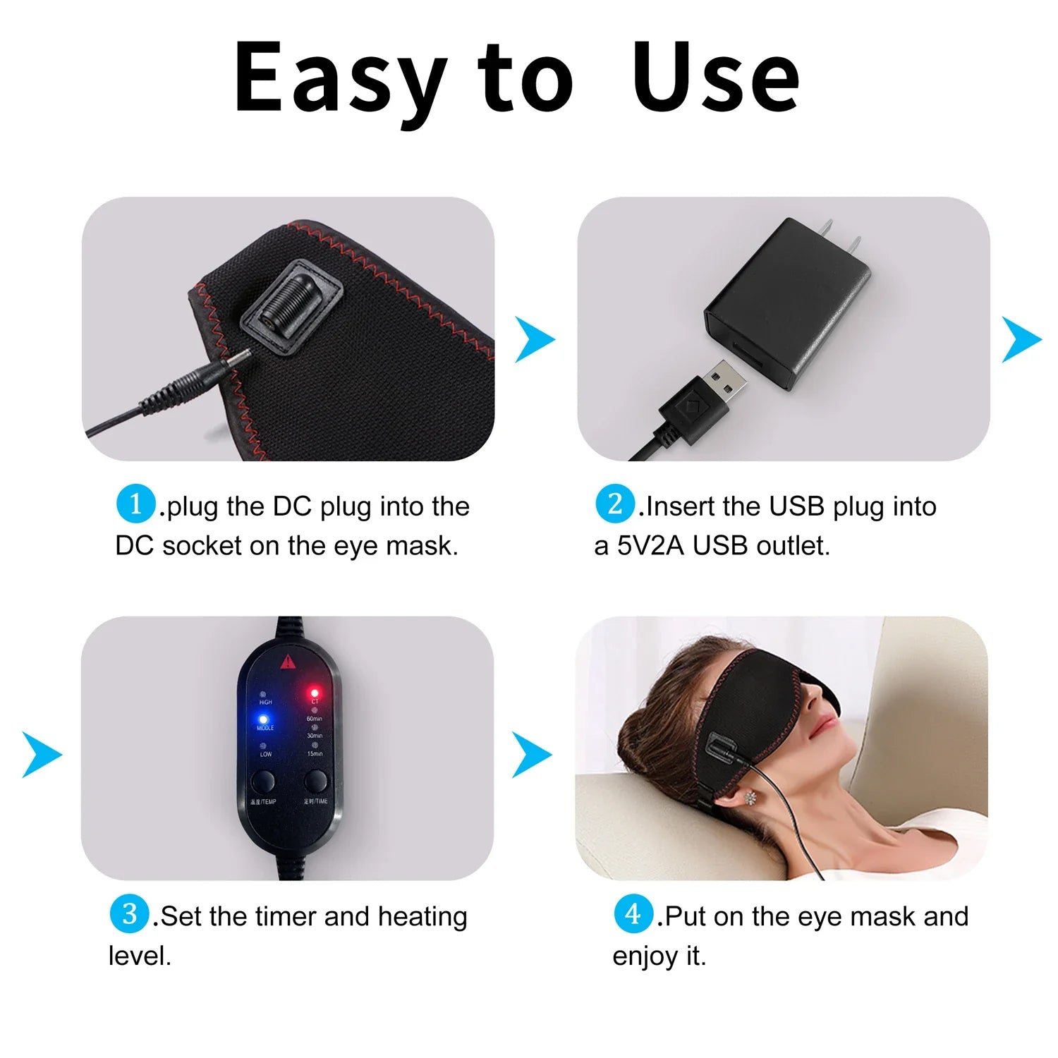 Heated Eye Mask Eye Mask for Dry Eyes with 3 Heat Levels Hot Compress Warm Compress Heating Pad for Sleep Dark Circles