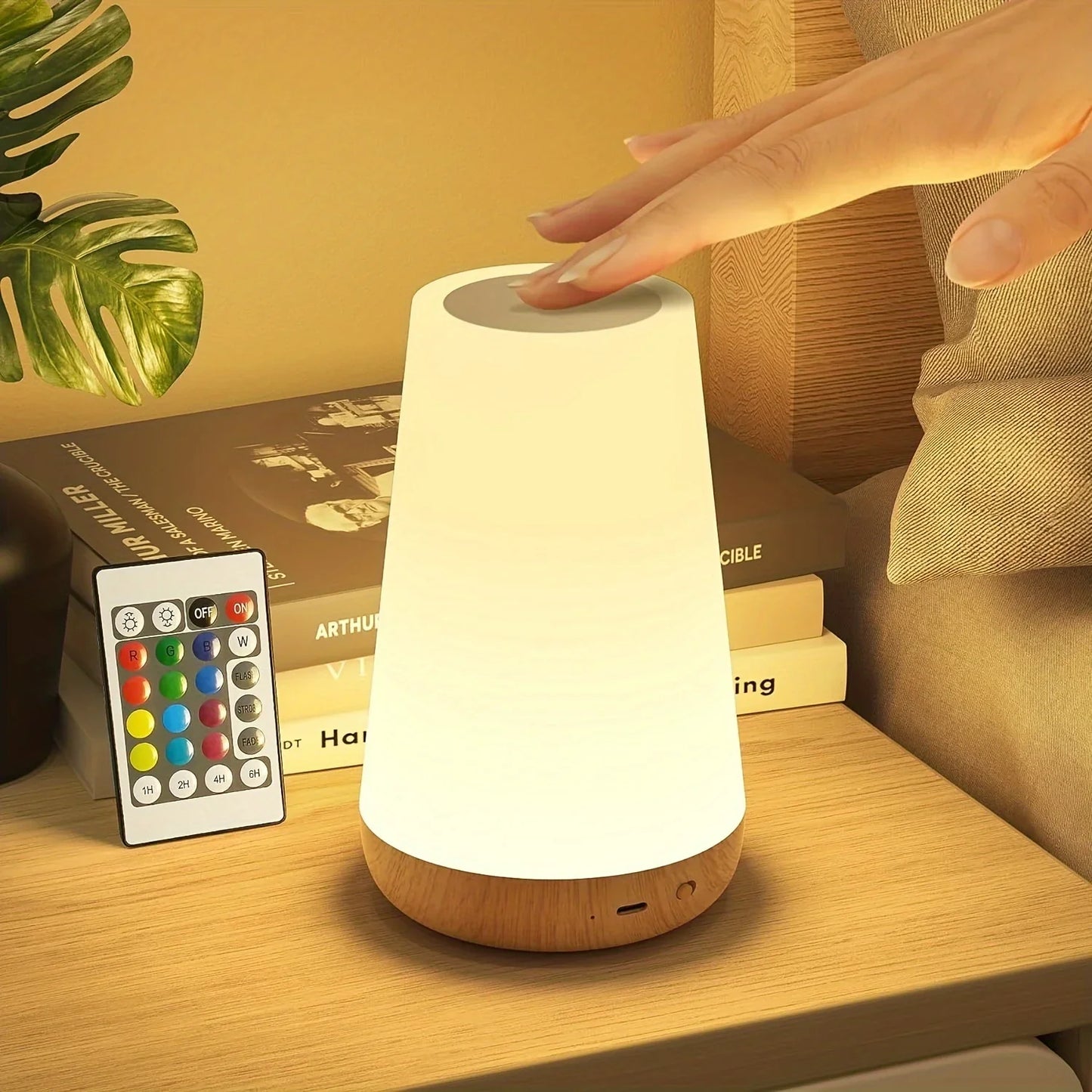 RGB LED Night Light 13 Colors Touch & Remote Control USB Rechargeable Dimmable Bedside Lamp