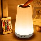 RGB LED Night Light 13 Colors Touch & Remote Control USB Rechargeable Dimmable Bedside Lamp