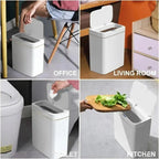 15L Smart Sensor Trash Can — Touchless Auto-Open, IPX5 Waterproof, Auto Bagging | White