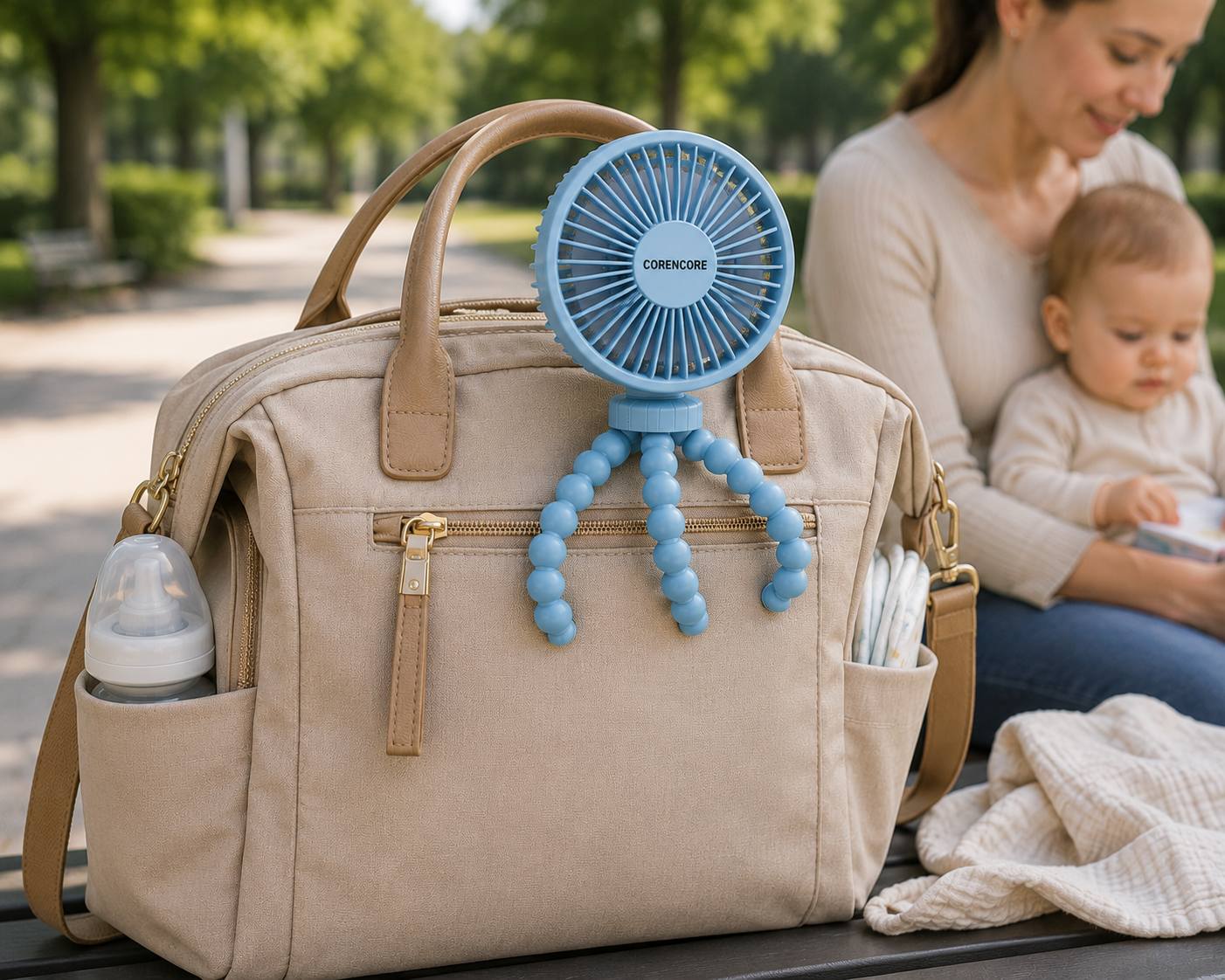 Fan on Diaper Bag